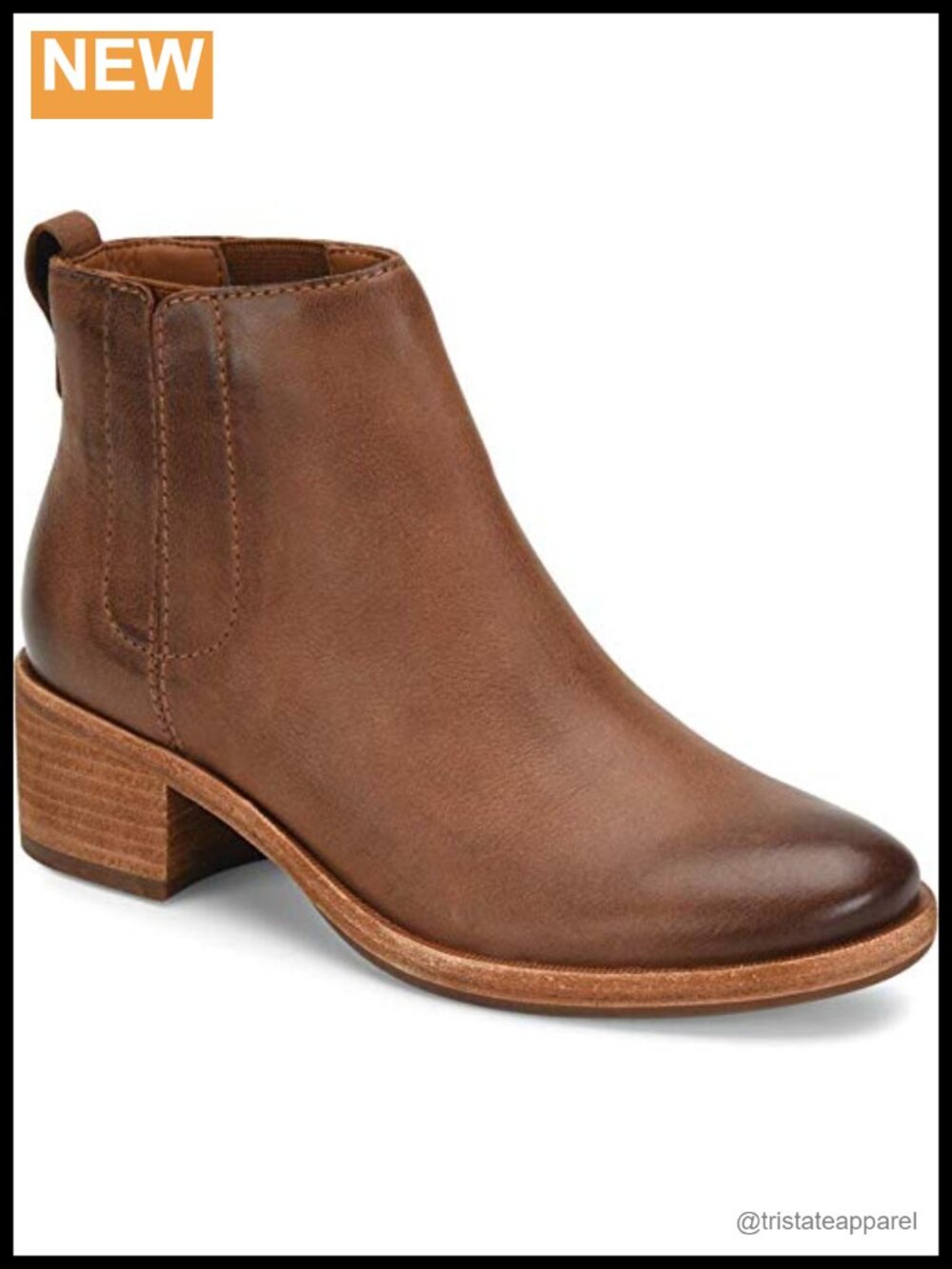 KORK-EASE Mindo Women's Ankle Booties Leather Block Heel Pull-On